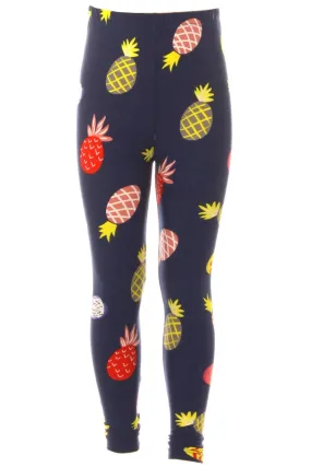 Kid's Colorful Pineapple Fruit Pattern Printed Leggings