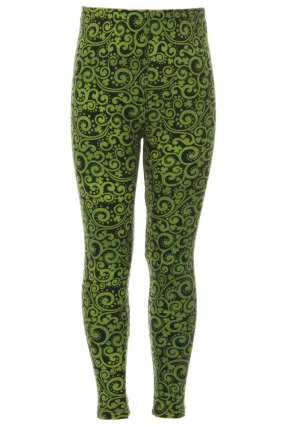 Kid's ST Patrick Green Paisley Pattern Printed Leggings