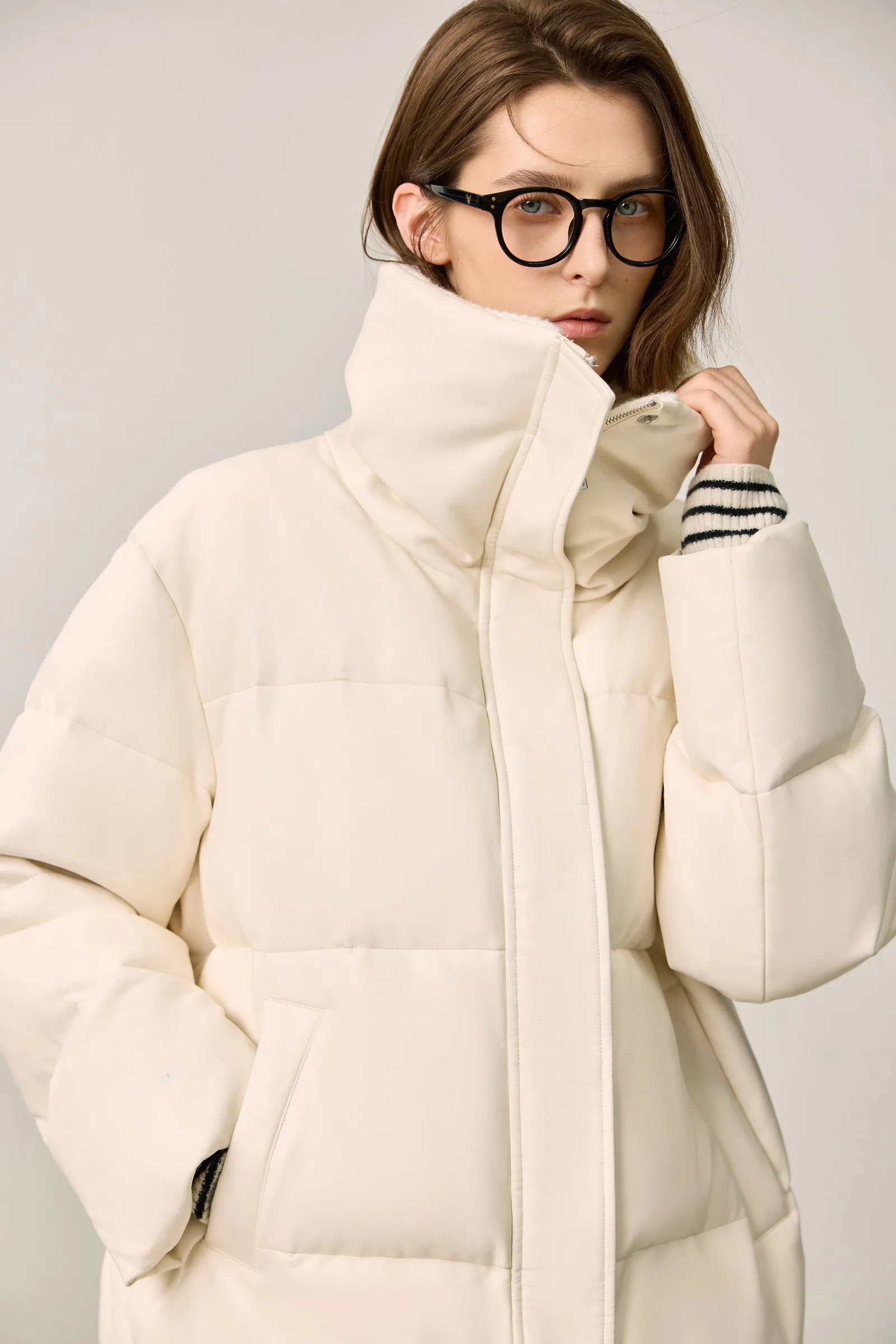 LILY Puff Sleeve Panel Loose 90% Duck Down Coat