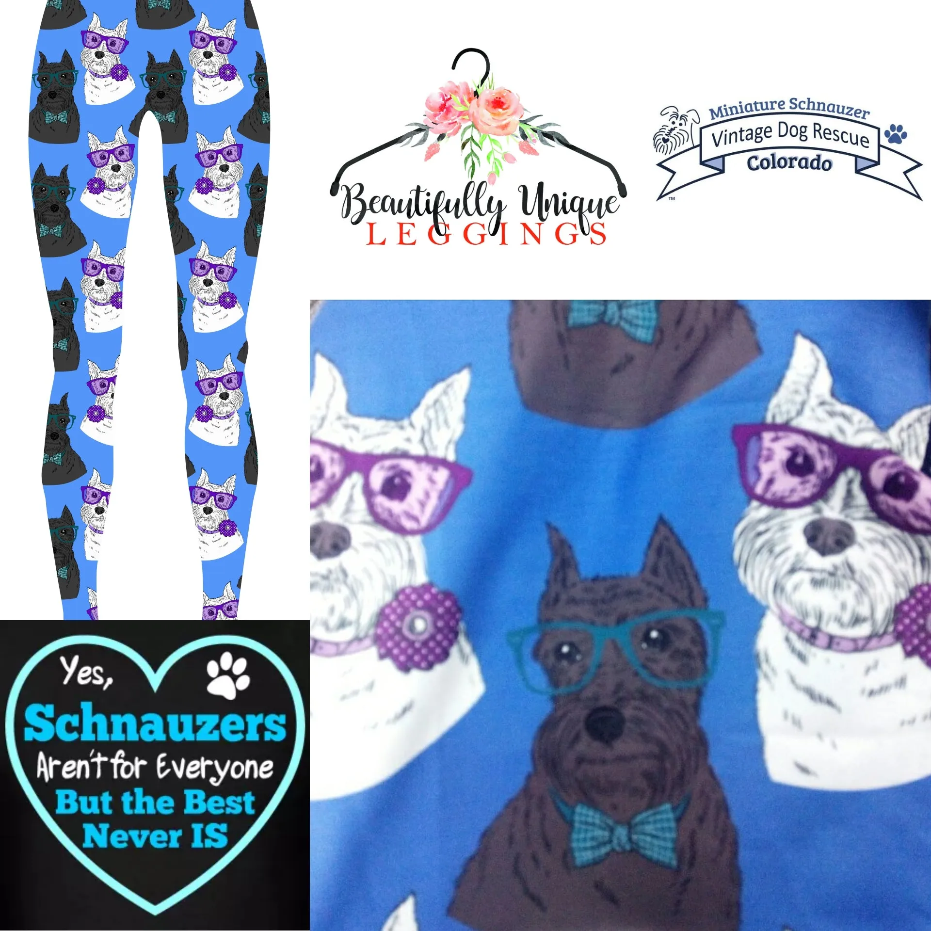 Mason & Adele Mini Schnauzers FUNDRAISER (Exclusive) - High-quality Handcrafted Vibrant Leggings