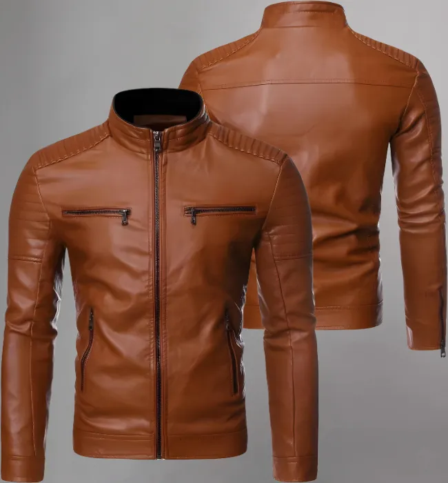 Men’s Leather Jacket Motorcycle Casual Coats