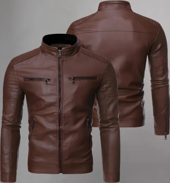 Men’s Leather Jacket Motorcycle Casual Coats