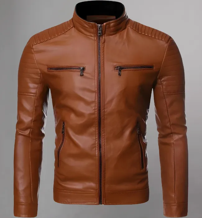 Men’s Leather Jacket Motorcycle Casual Coats