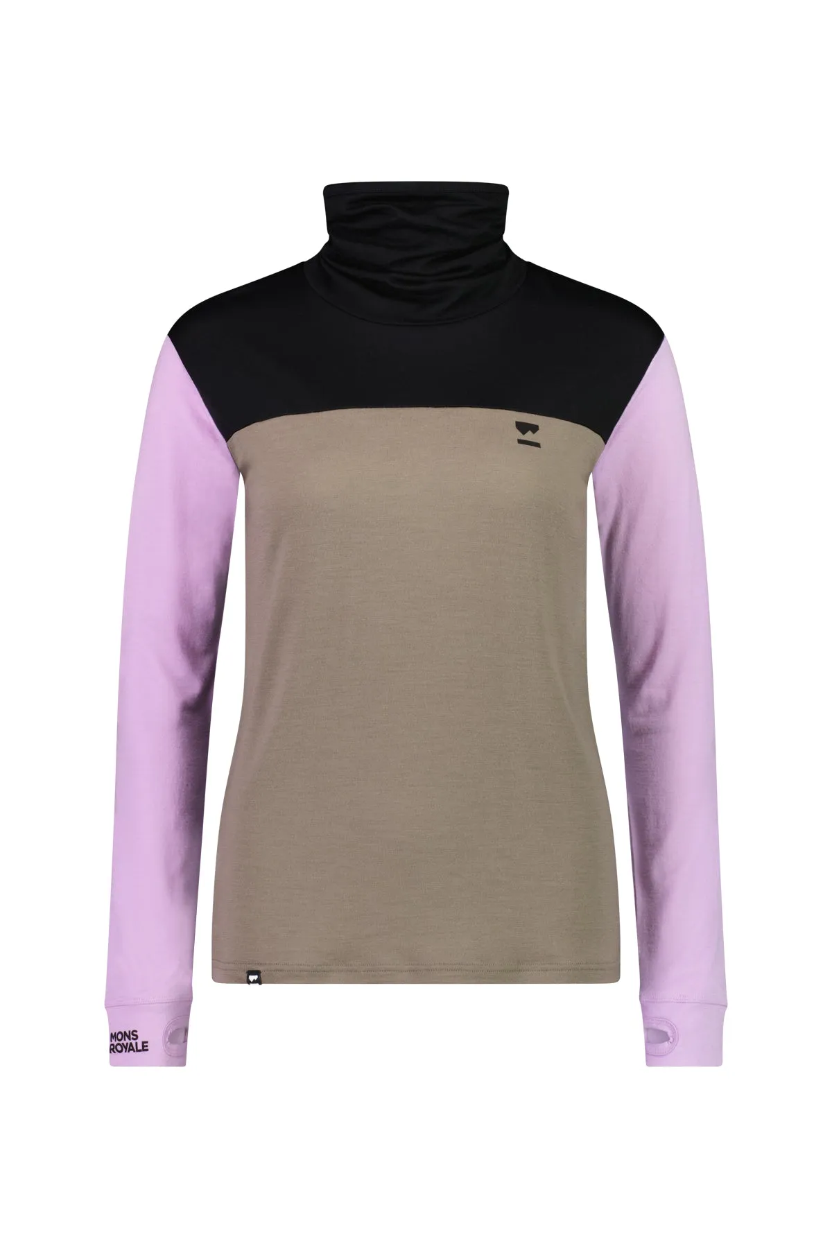 Mons Royale Yotei BF High Neck Long Sleeve Womens Orchid Dawn