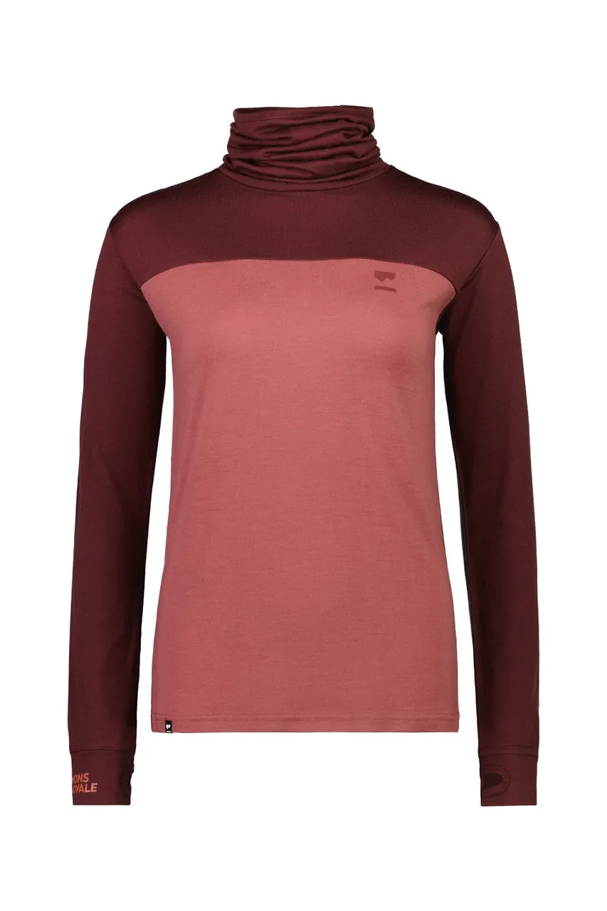 Mons Royale Yotei BF High Neck Thermals Womens Dark Chocolate / Terracotta