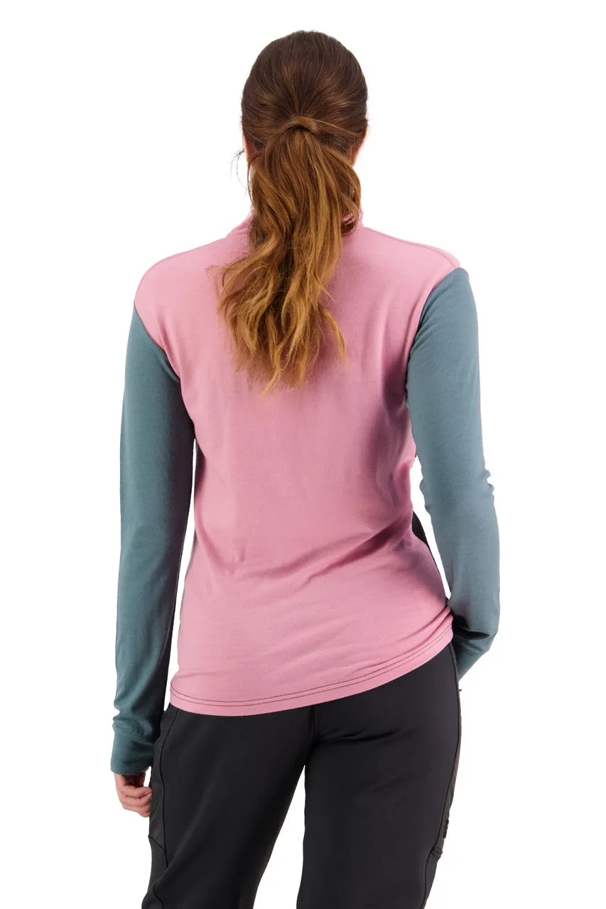 Mons Royale Yotei BF High Neck Thermals Womens Dusty Pink / Burnt Sage