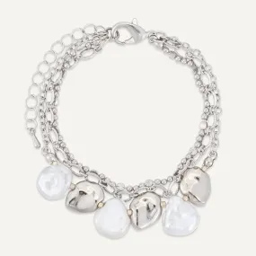 Multi-Layer Classic Faux Pearls Lobster Clasp Bracelet In Silver-Tone