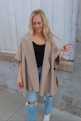 My Go To Beige Open Poncho