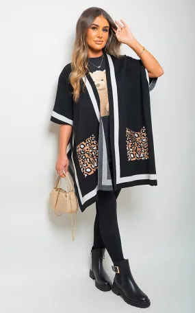 Nadia Leopard Pocket Wrap Knitted Cardigan