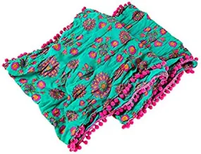 NEW NWT Womens Natural Life Infinity Scarf Headband Turquoise Pink NECK Pom Pom