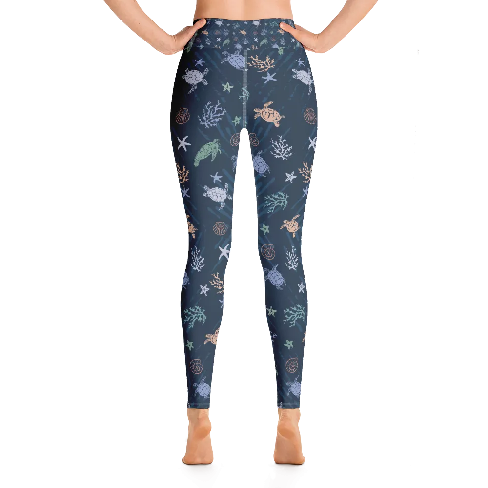 Ocean of Turtles Leggings - High Waist (Warehouse)