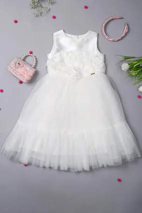 One Friday Girls White Rose Party Dress