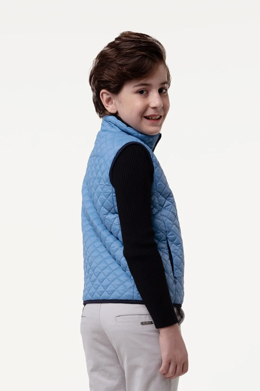 One Friday Kids Boys Half Sleeve Blue Quilted Jacket