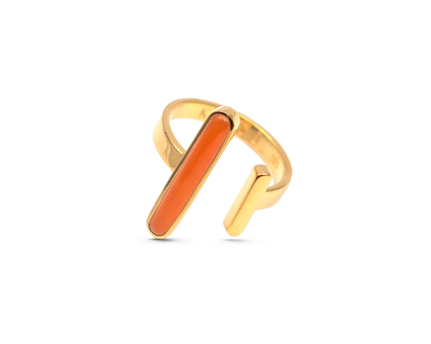 Open Ring Gold with Orange Agate