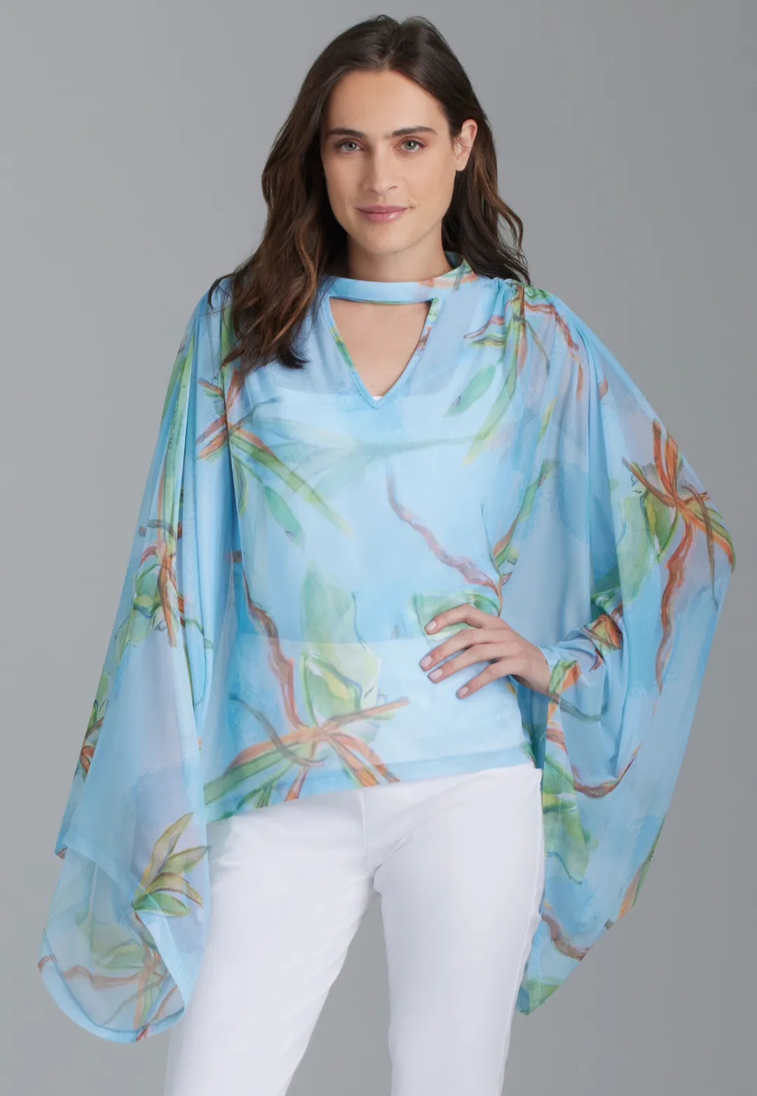 Perla Sheer Poncho in Bamboo Brush