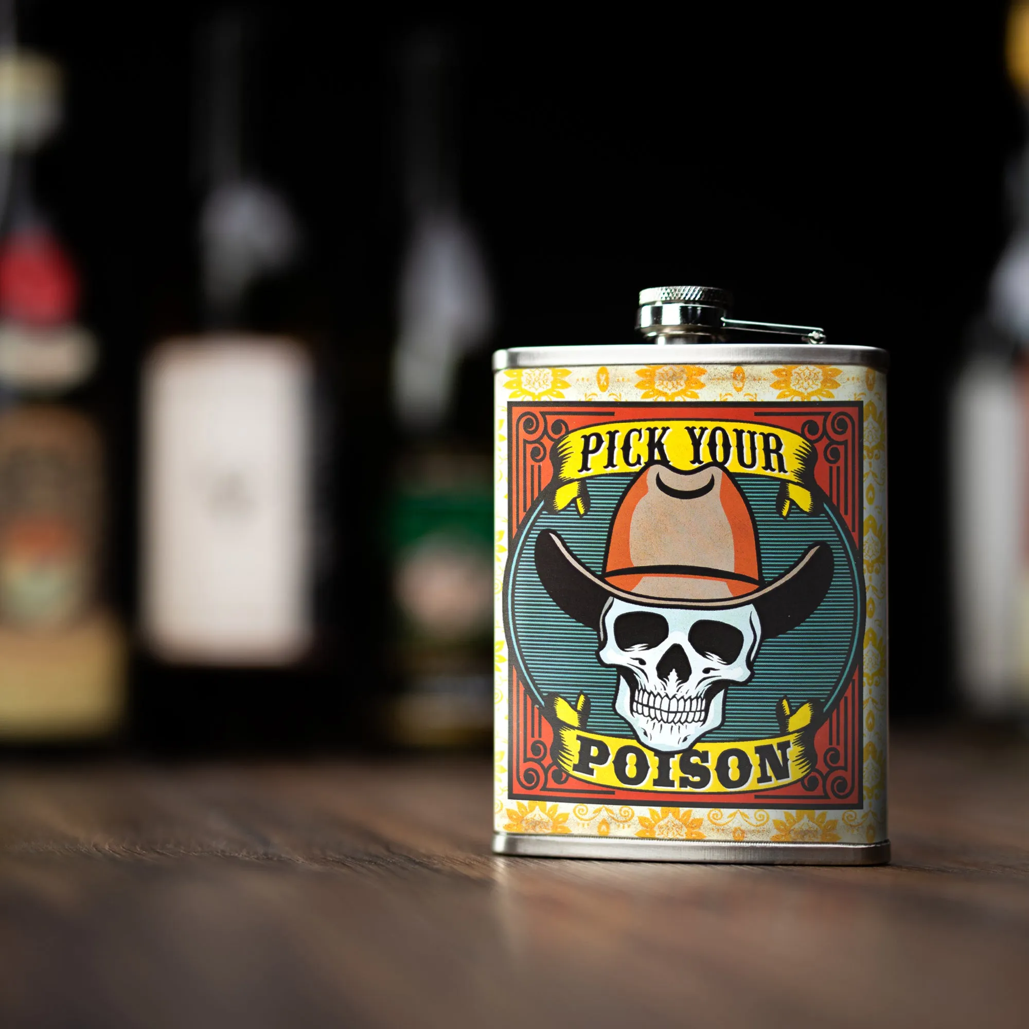 Pick Your Poison Stainless Steel 8 oz Liquor Flask