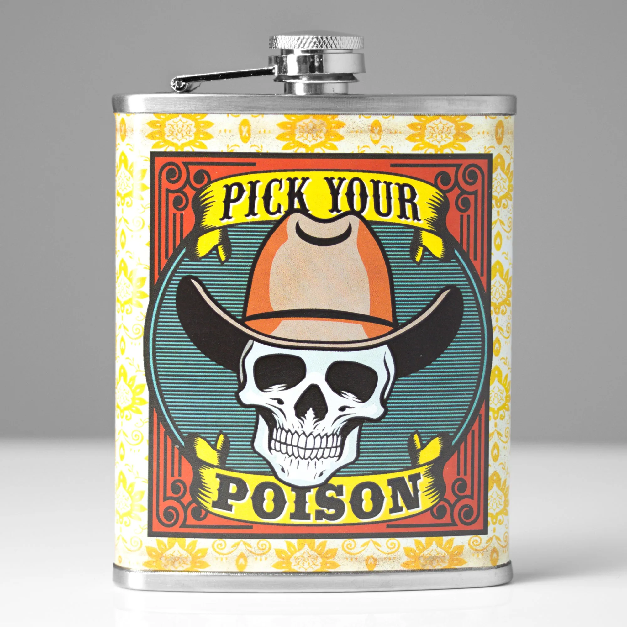 Pick Your Poison Stainless Steel 8 oz Liquor Flask