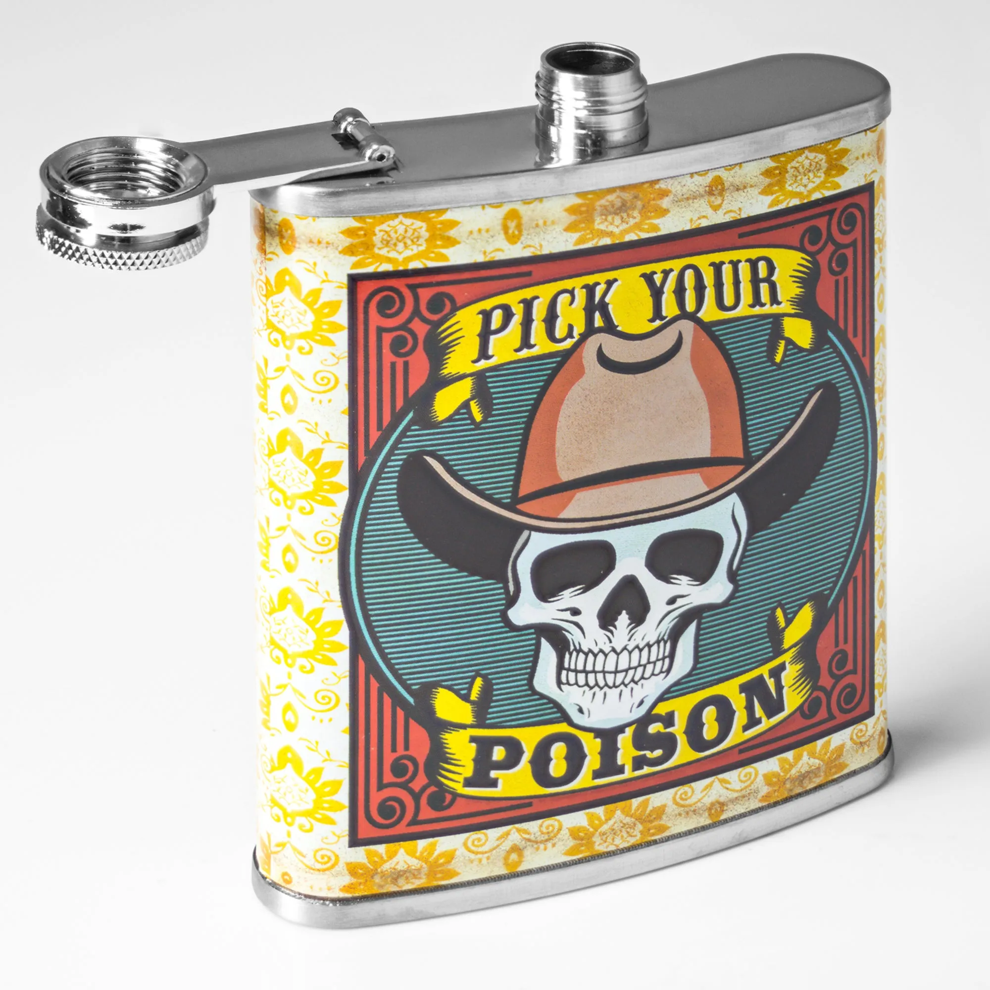 Pick Your Poison Stainless Steel 8 oz Liquor Flask