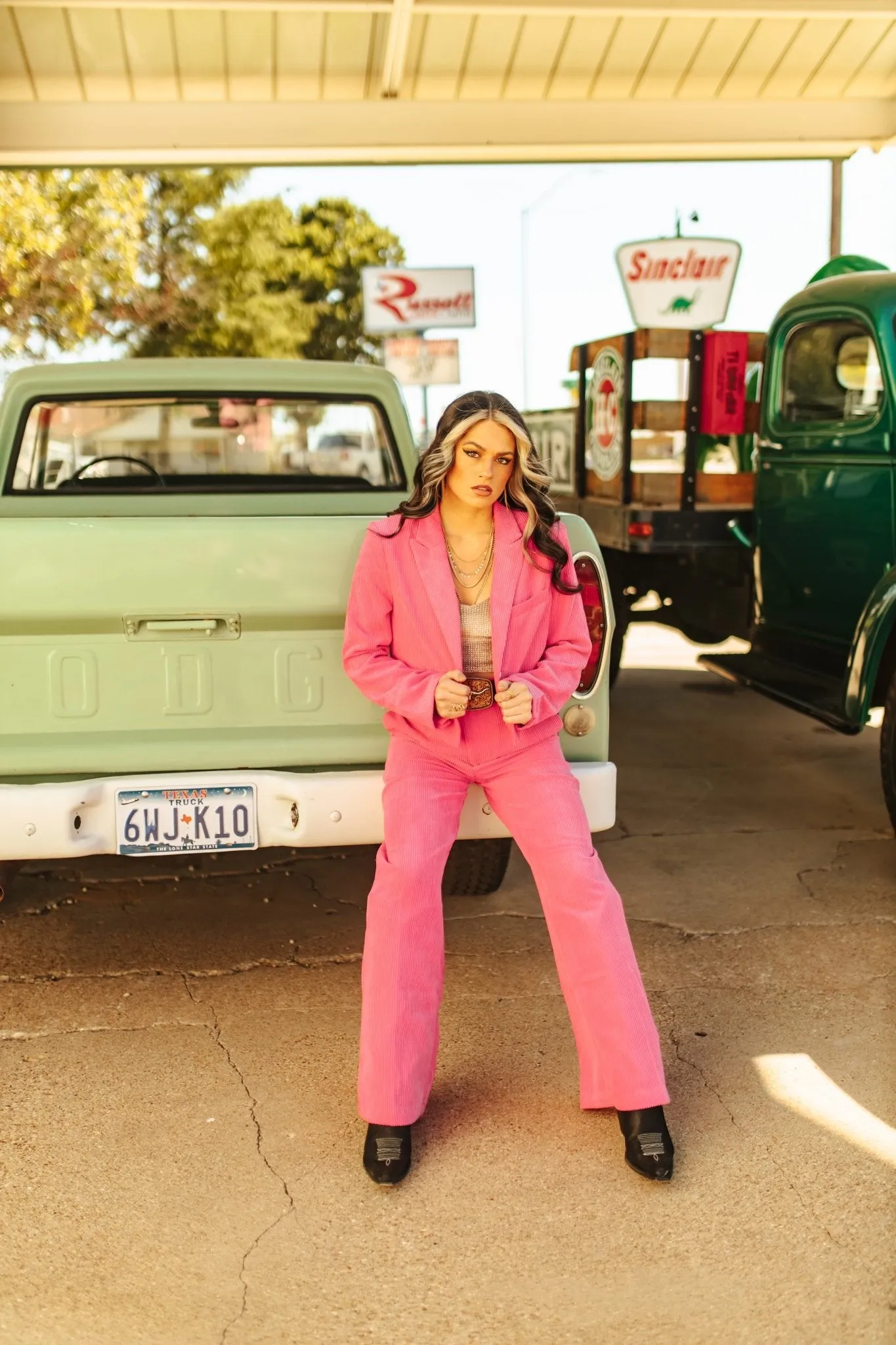 Pink Corduroy Cropped Blazer