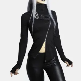 Punk Double Zip High Neck Top