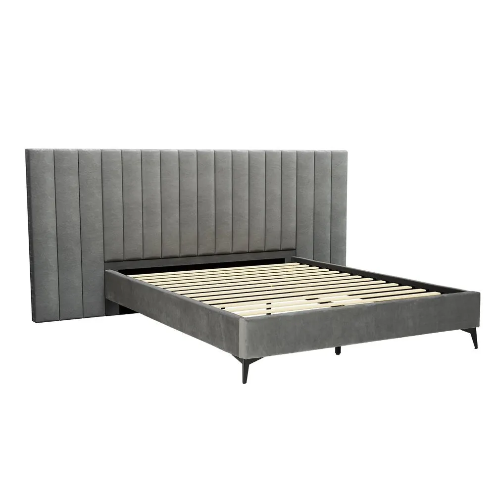 Queen Package | Burnett Bed Frame With Oversized Headboard Grey & Bonita Euro Top Mattress (Medium Firm)