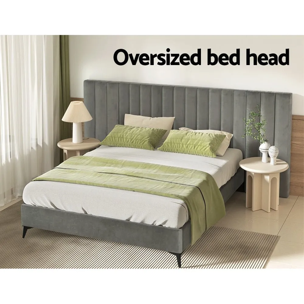 Queen Package | Burnett Bed Frame With Oversized Headboard Grey & Bonita Euro Top Mattress (Medium Firm)