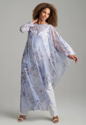 Rachel Sheer Mesh Poncho in Blue Noisette