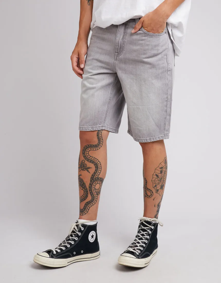 Relaxed Straight Denim Short Ash