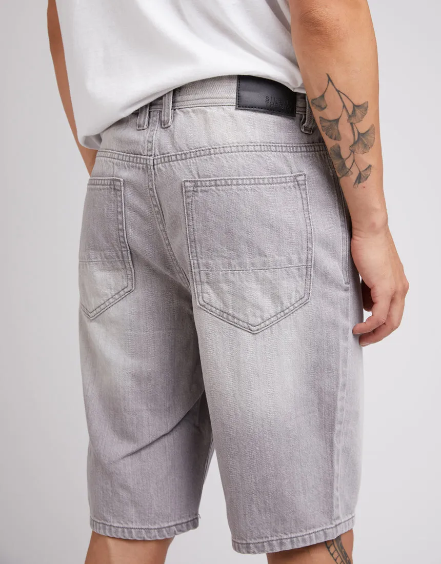 Relaxed Straight Denim Short Ash