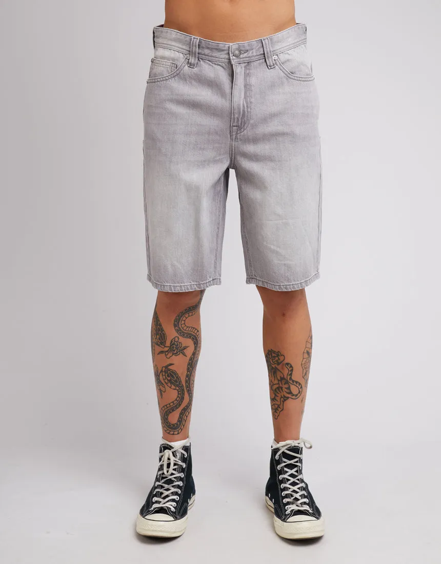 Relaxed Straight Denim Short Ash