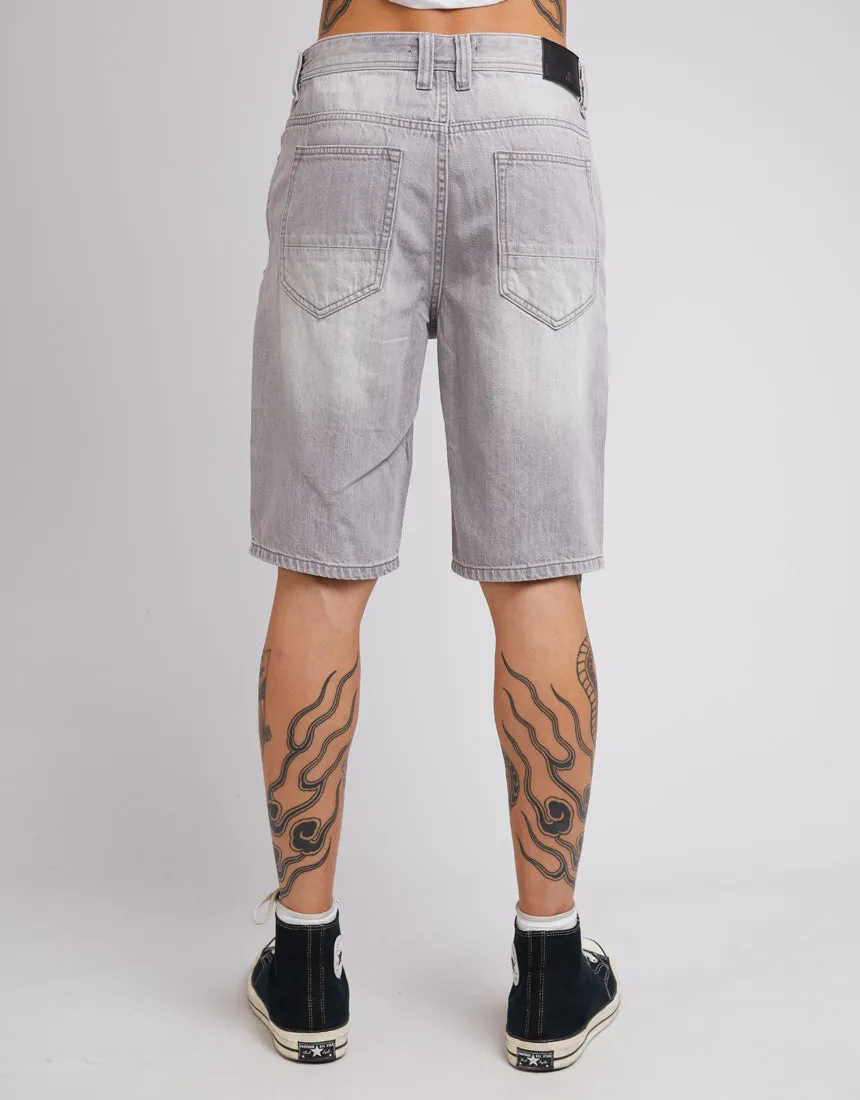 Relaxed Straight Denim Short Ash