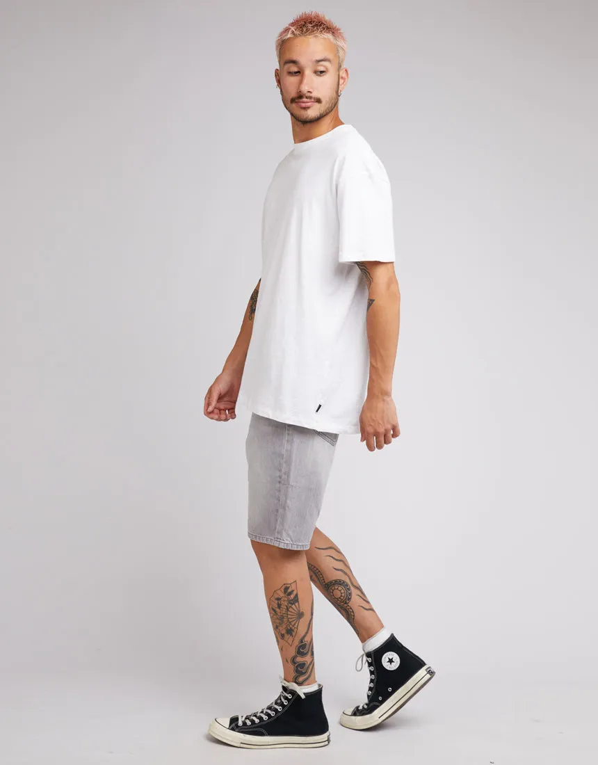 Relaxed Straight Denim Short Ash