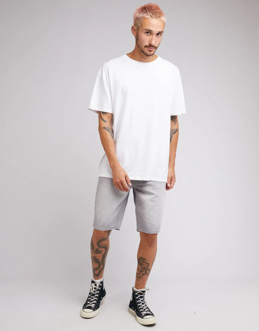 Relaxed Straight Denim Short Ash