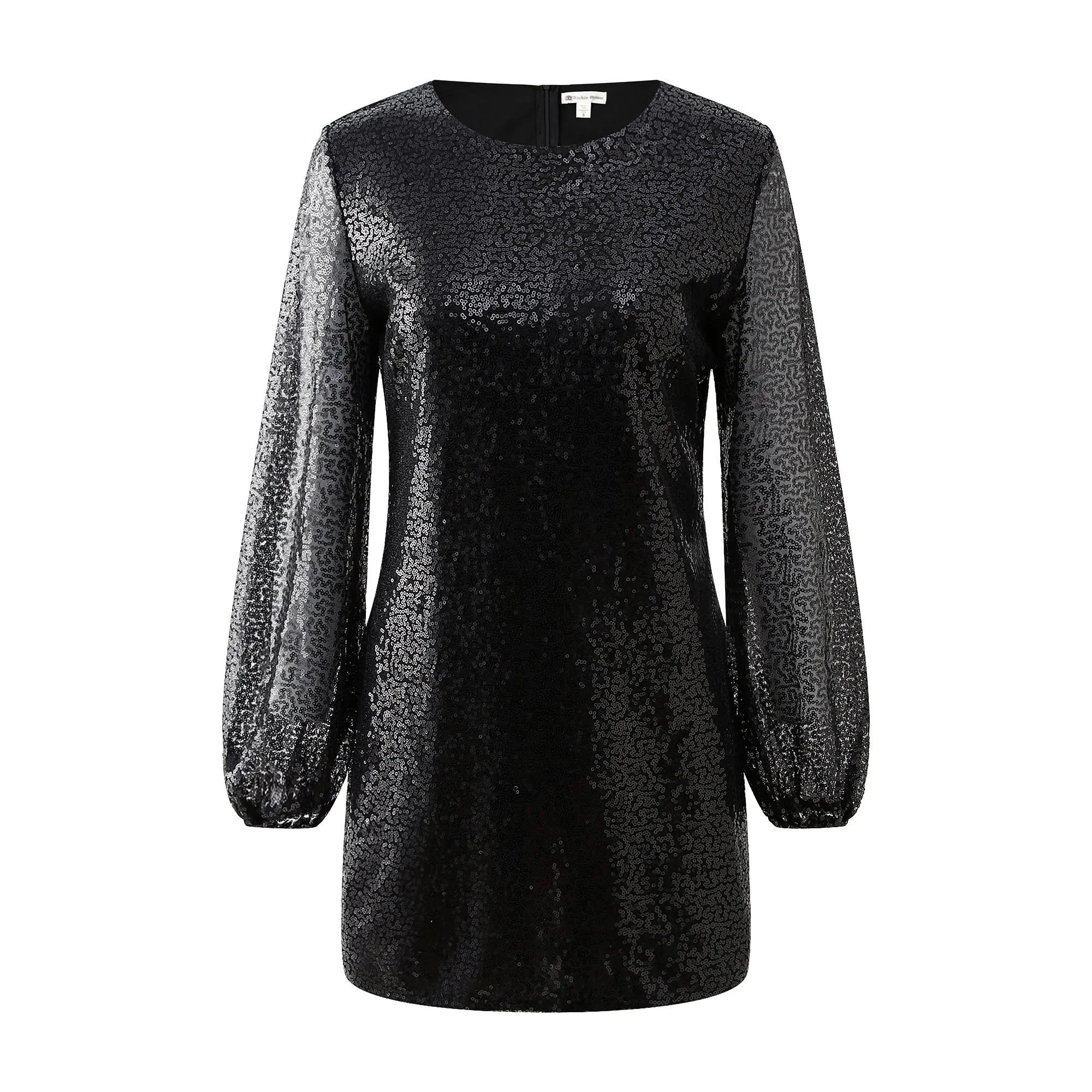 Richie House Women's Long Sleeve Sequin Glitter Dress Bodycon Midi Party Dress RHW4062