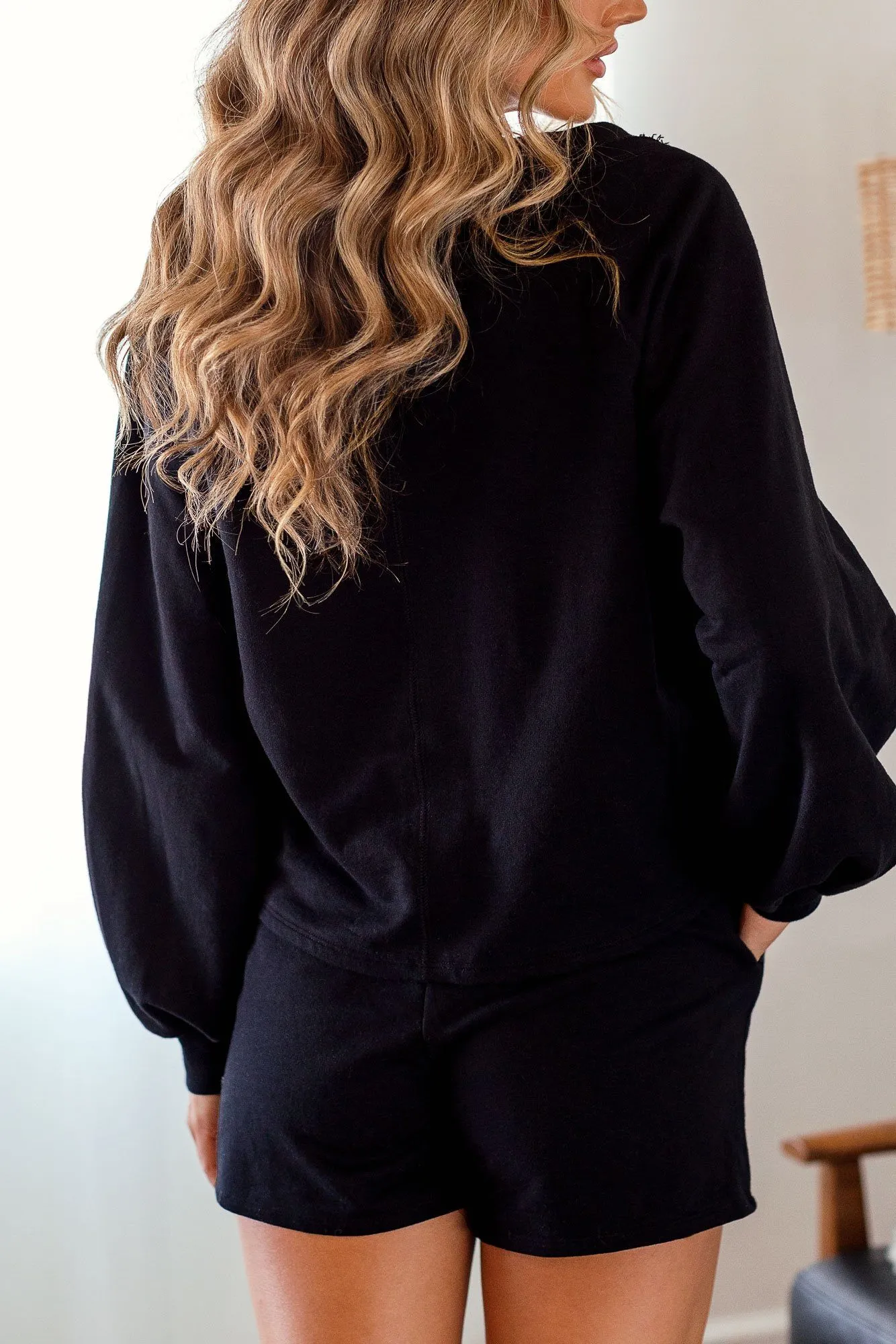 Rilo Black Cardigan and Shorts Set