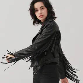 Rocking Punk Fashion Vegan Leather Tassel Fringed Coat Jackets