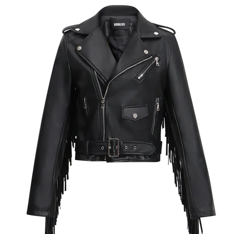 Rocking Punk Fashion Vegan Leather Tassel Fringed Coat Jackets