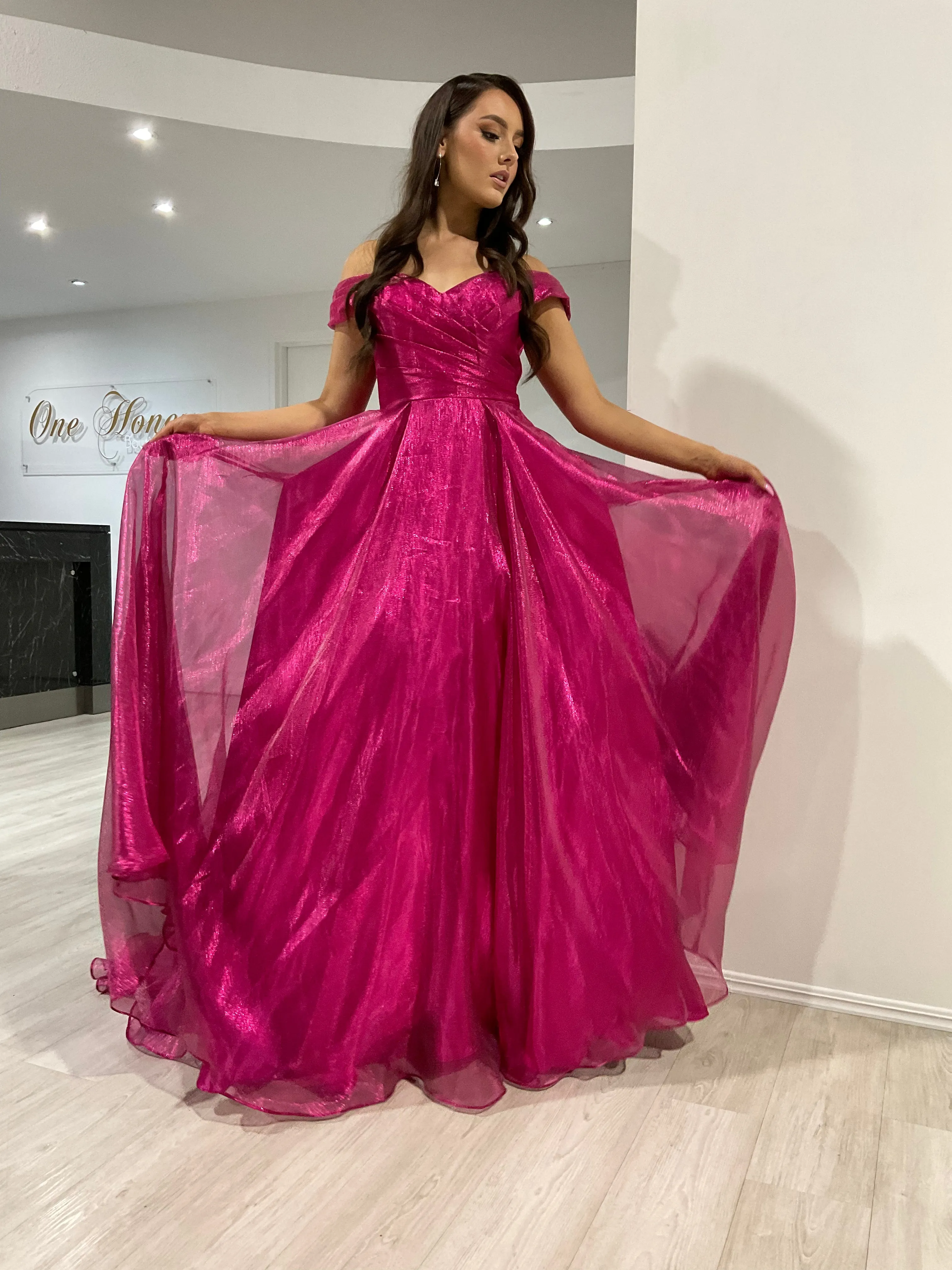 SARIA Off Shoulder Shimmer Ballgown Prom & Formal Dress