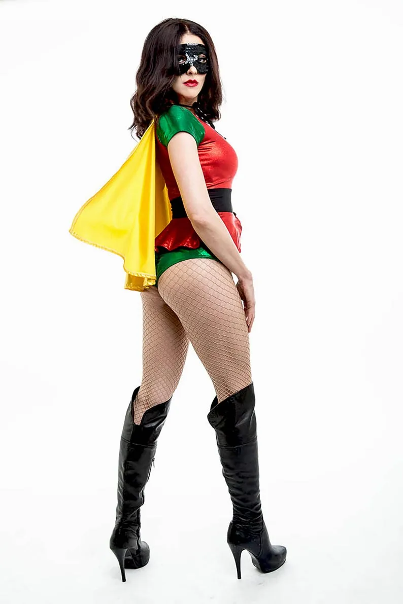 Sidekick Costume Set with Peplum Top, Highwaist Bottoms and Cape