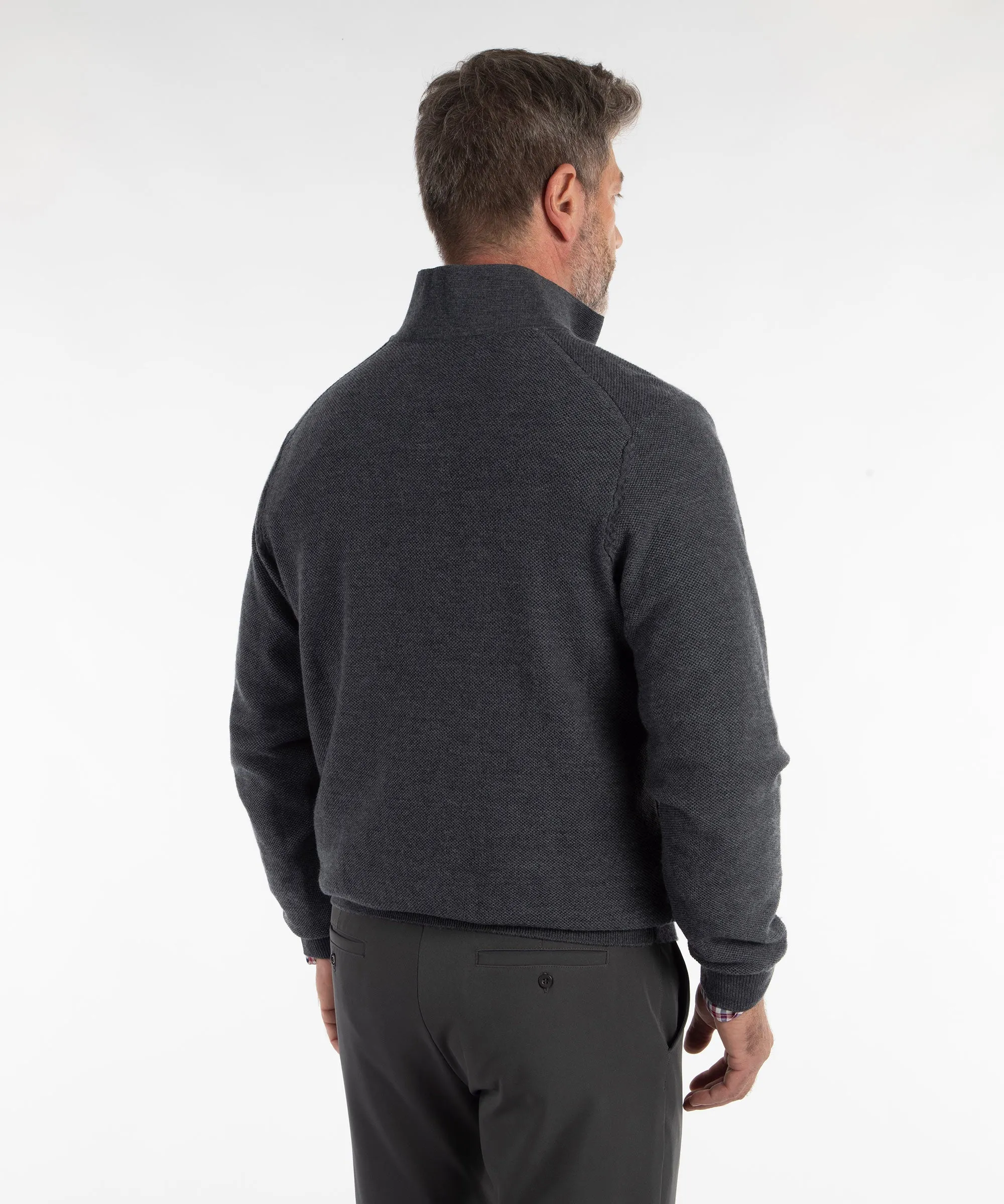 Signature 100% Merino Wool Tuck-Stitch Quarter-Zip Lined Wind Sweater