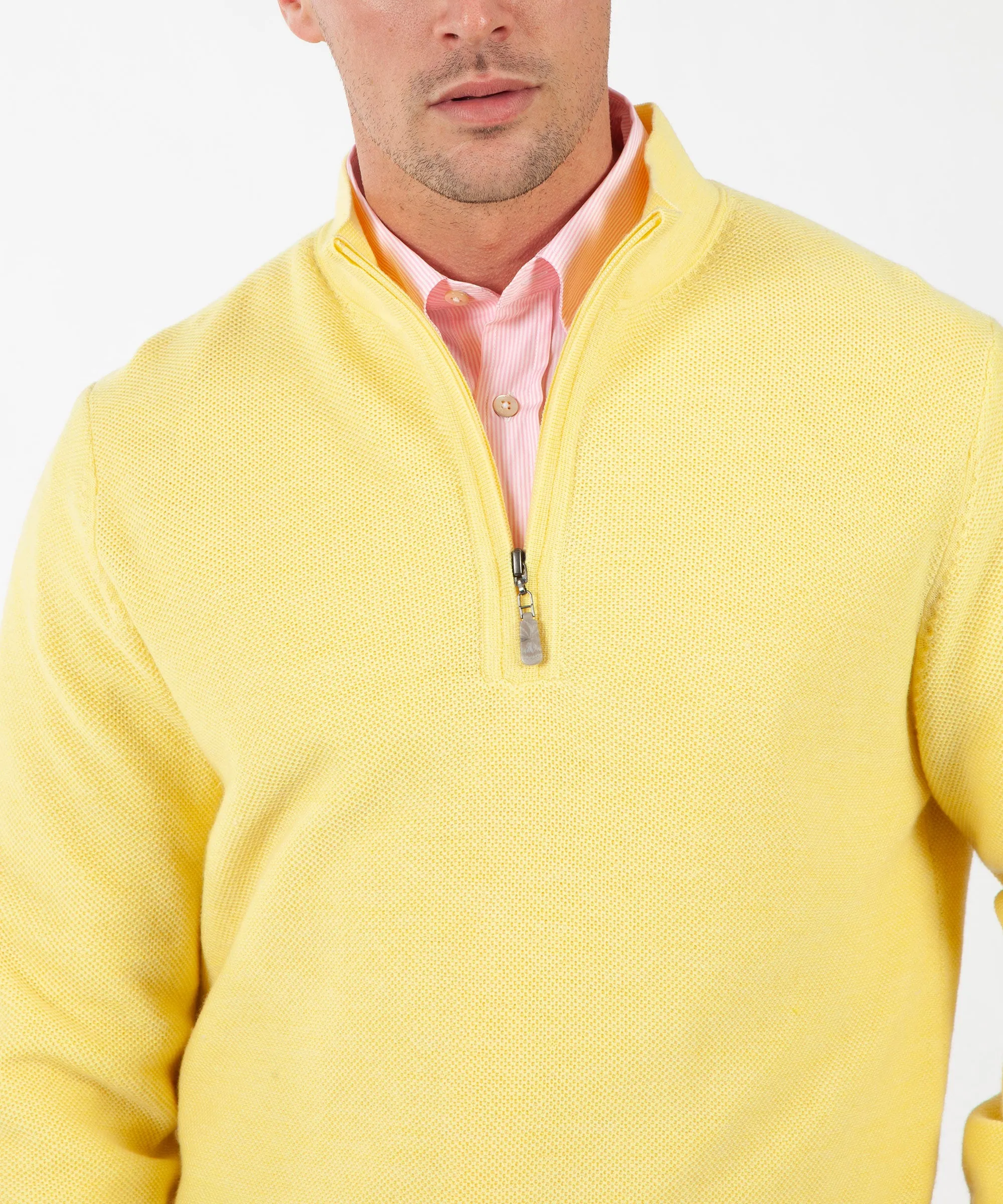 Signature 100% Merino Wool Tuck-Stitch Quarter-Zip Lined Wind Sweater