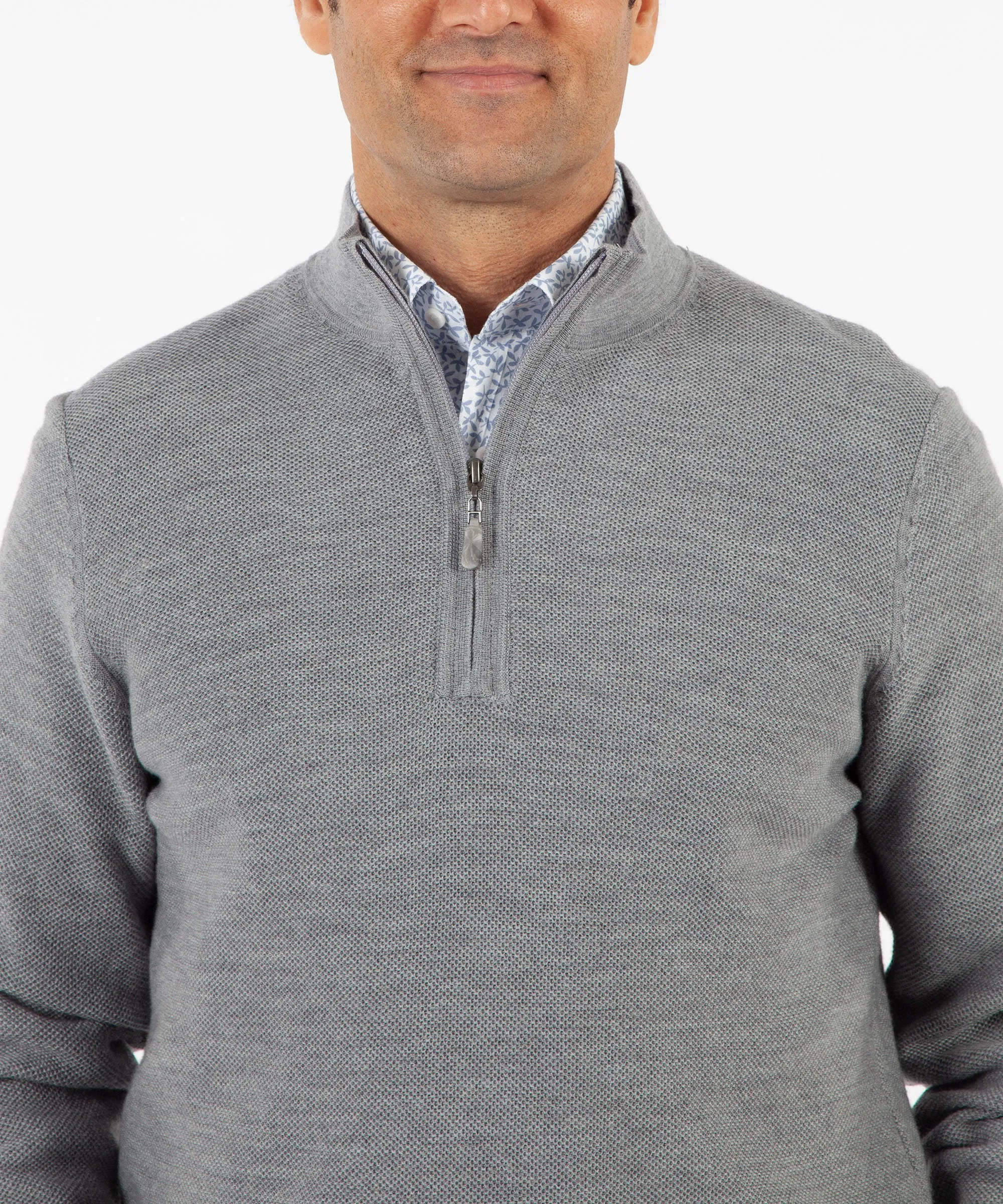 Signature 100% Merino Wool Tuck-Stitch Quarter-Zip Lined Wind Sweater