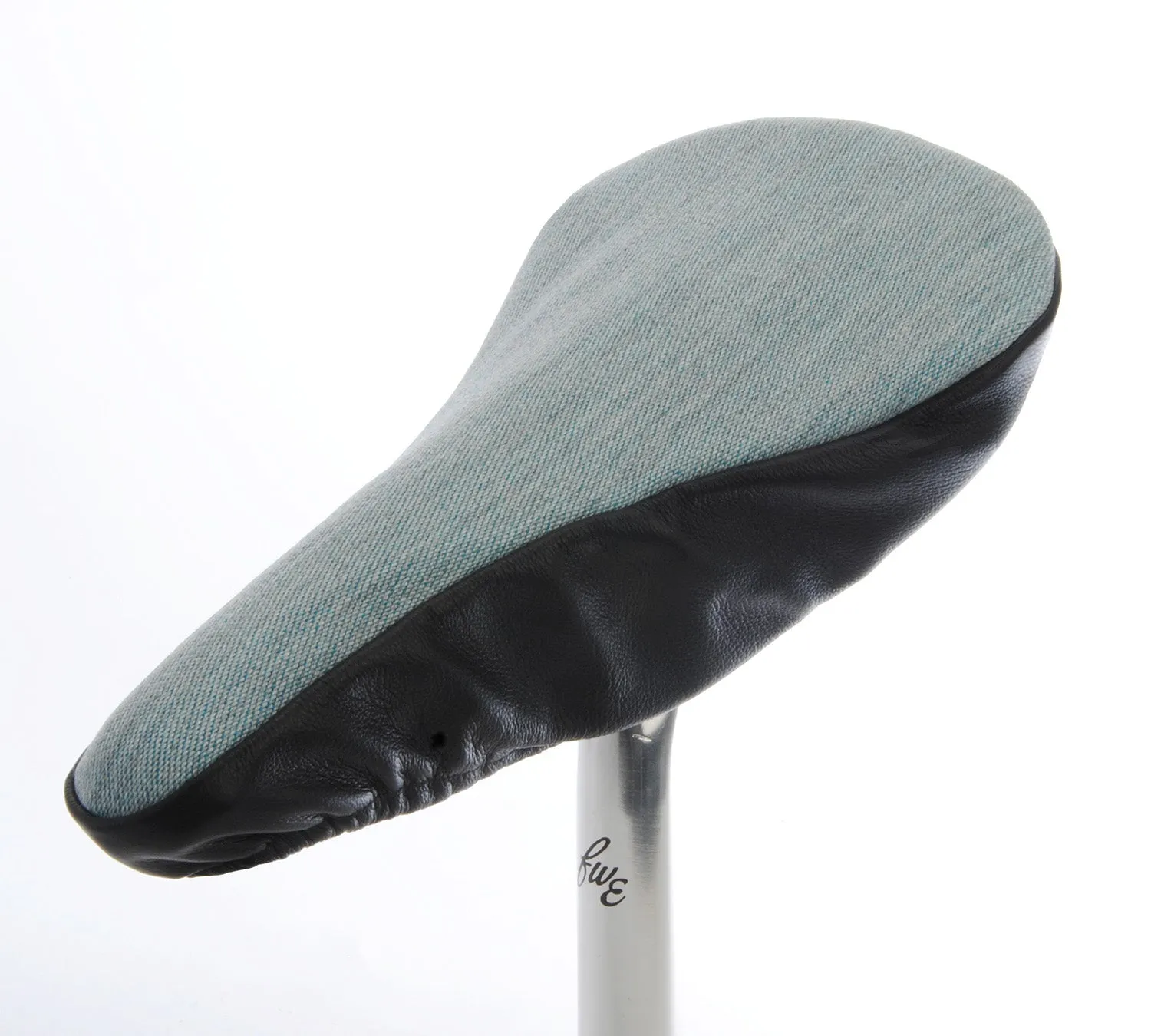 Smooth Blue Saddle Cover - Pale Blue with Beige Leather