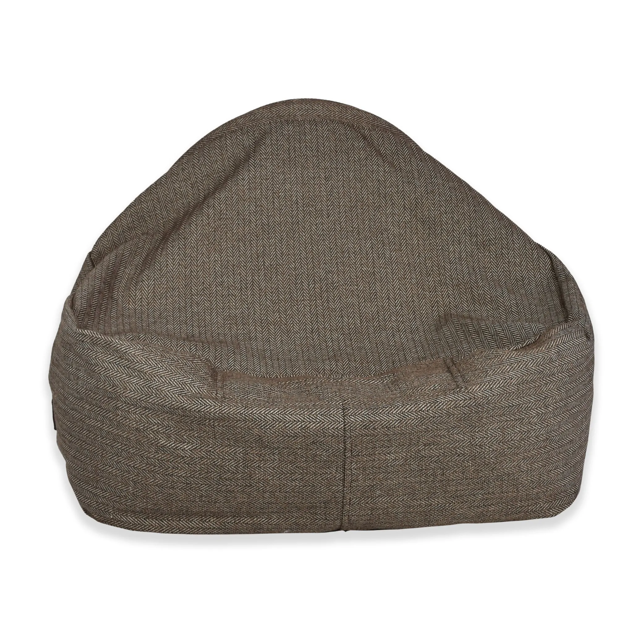 Snuggle Cave Pet Bed - Brown Herringbone