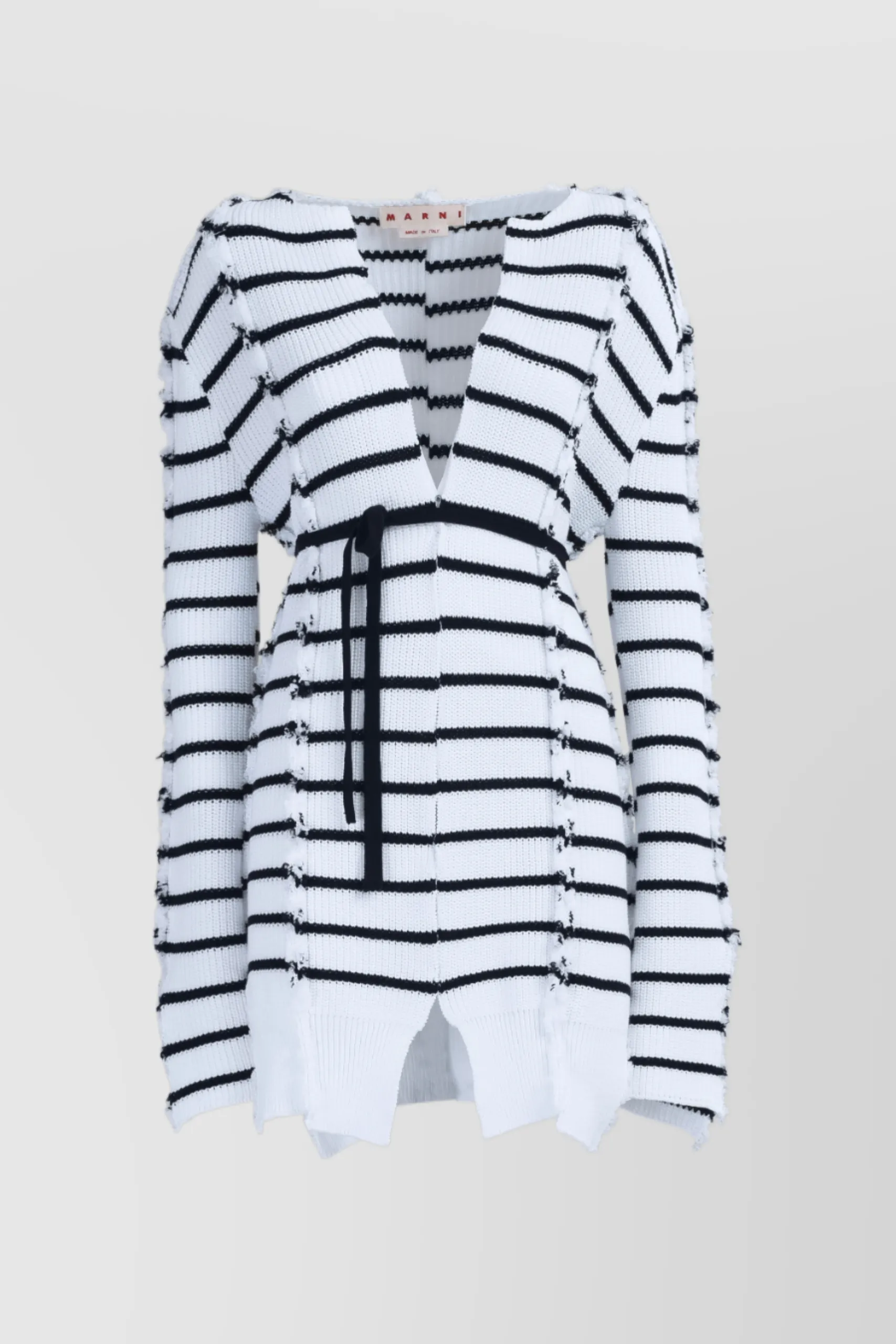 Striped twisted cotton long cardigan