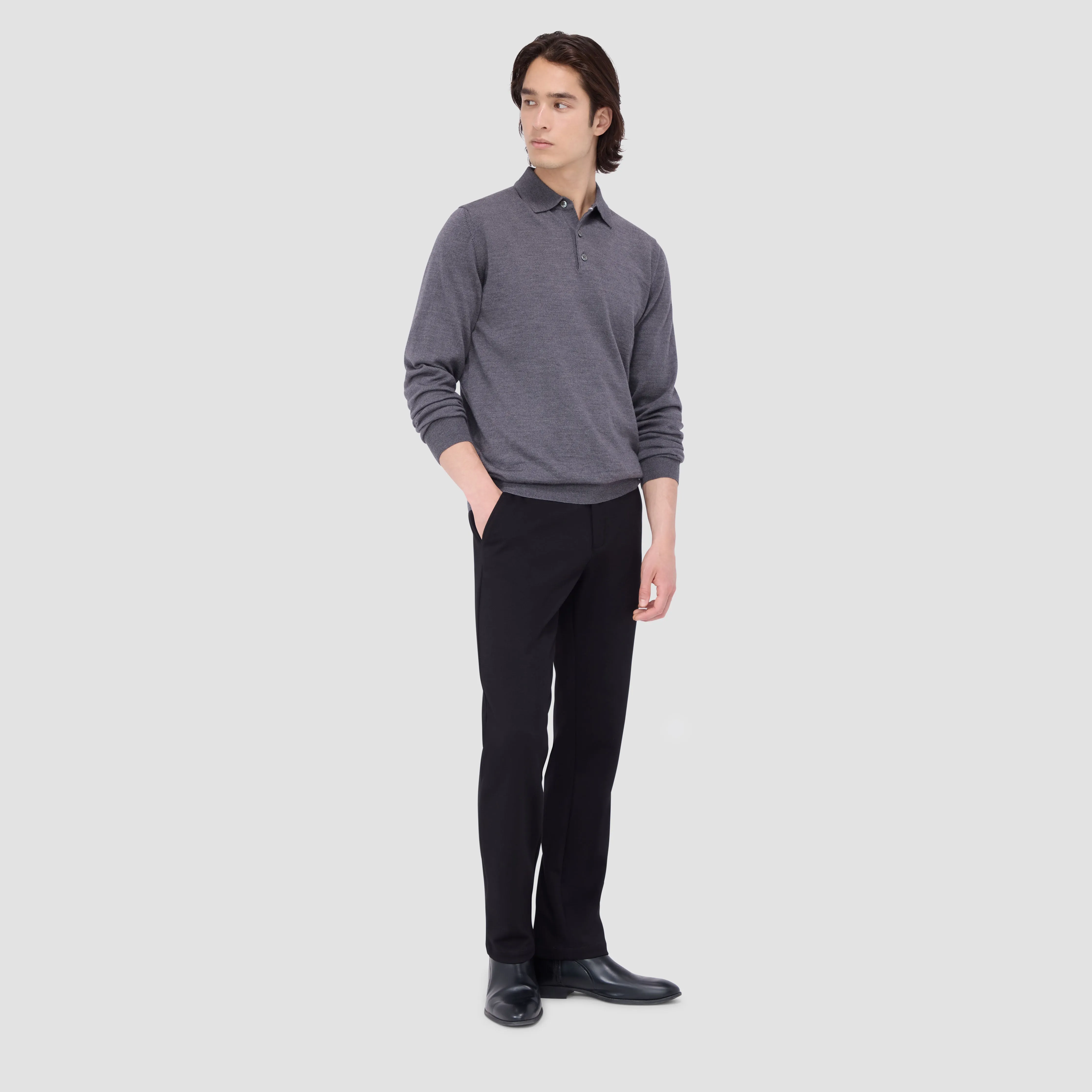 Super Merino Solid Polo Sweater