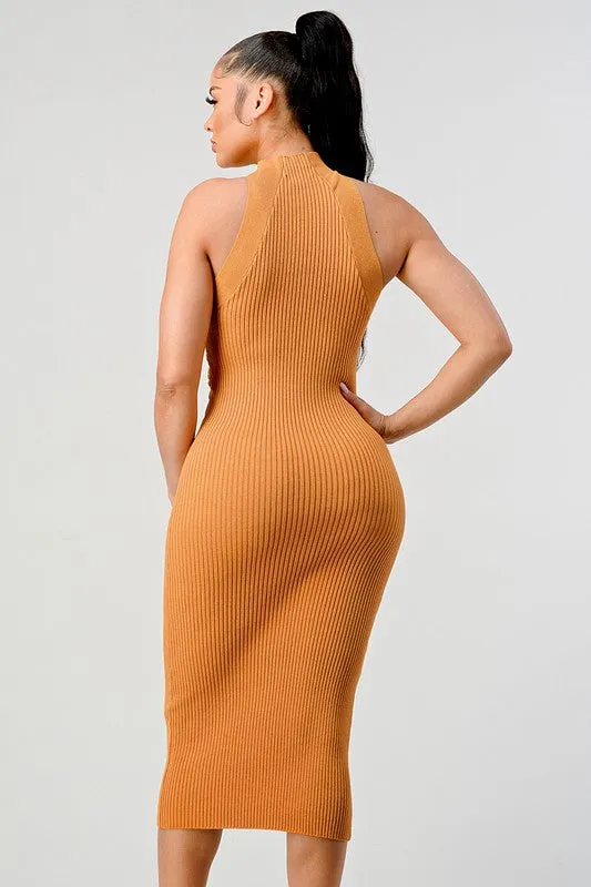 TEEK - Gold Romance Cutout Knit Bodycon Dress