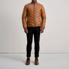 Travis Tan Leather Puffer Jacket