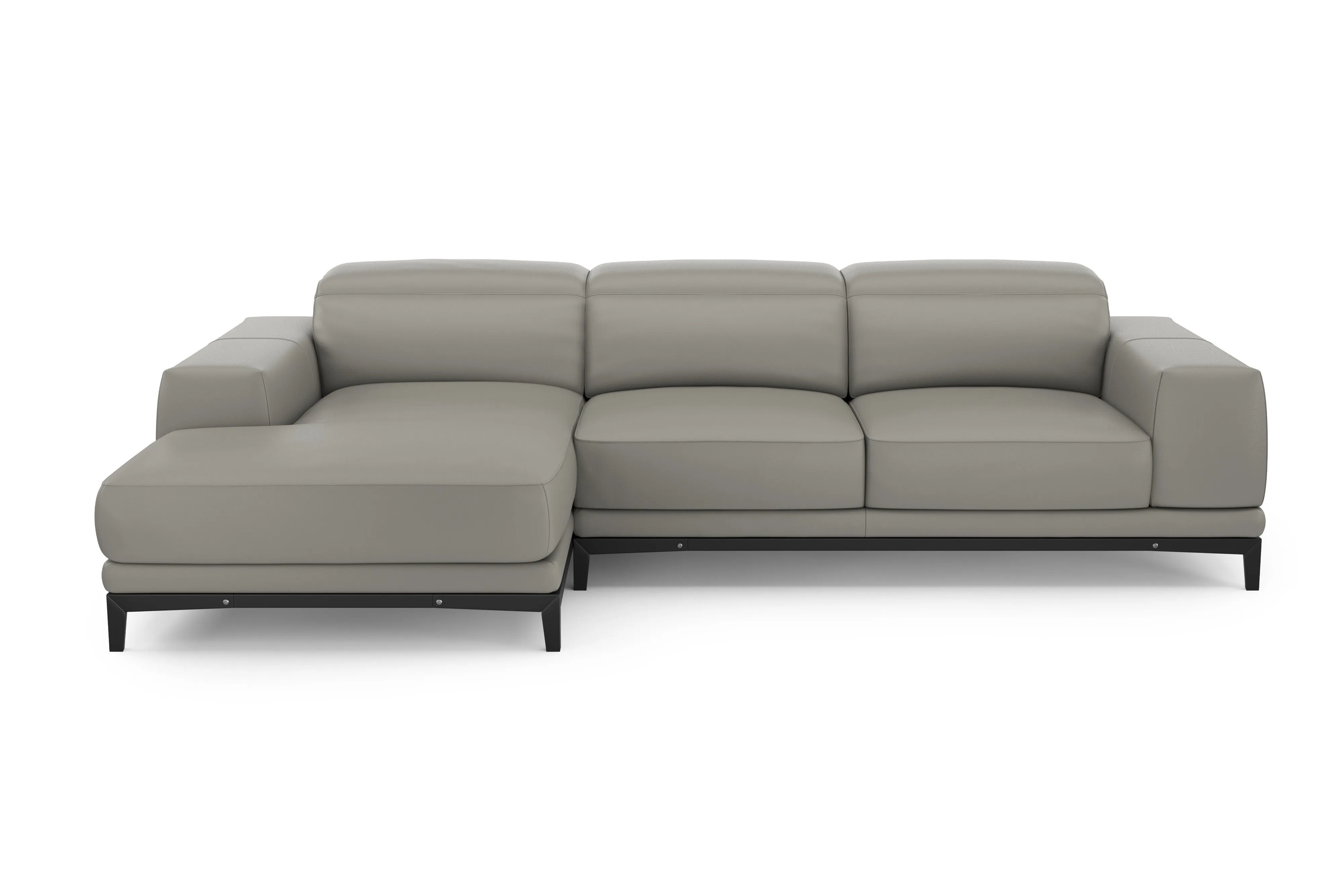 Valencia Valletta Top Grain Leather Three Seats with Left Chaise Sofa, Grey