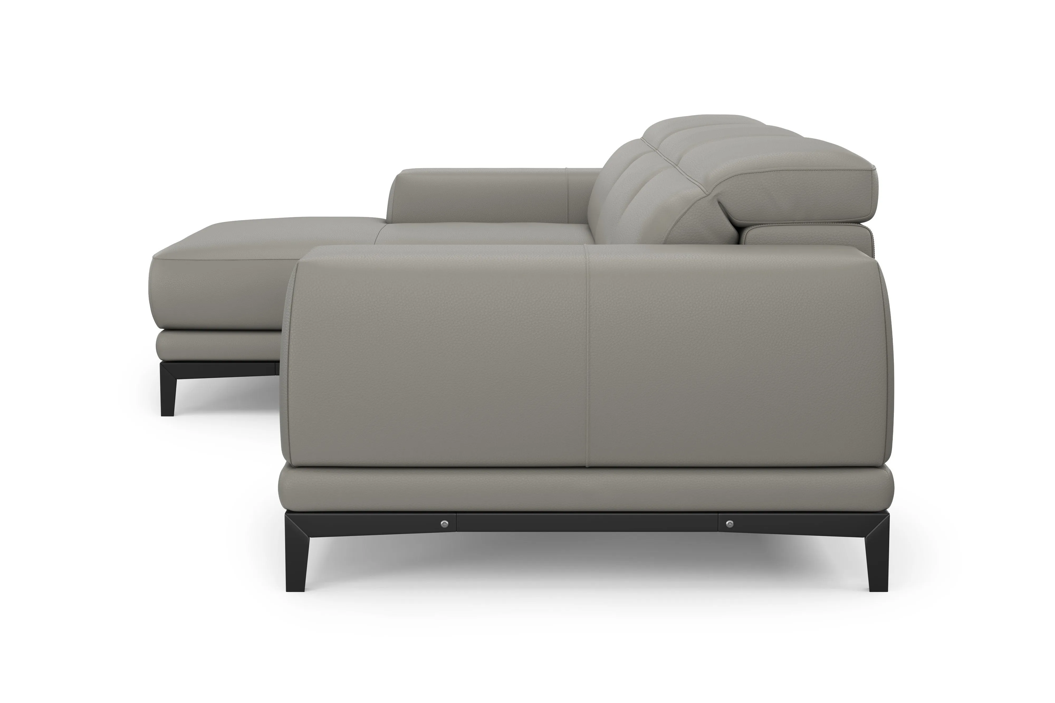 Valencia Valletta Top Grain Leather Three Seats with Left Chaise Sofa, Grey